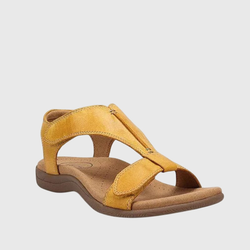 Elegant women's orthopedic sandals promoting foot health & comfort, with arch support for all-day wear.