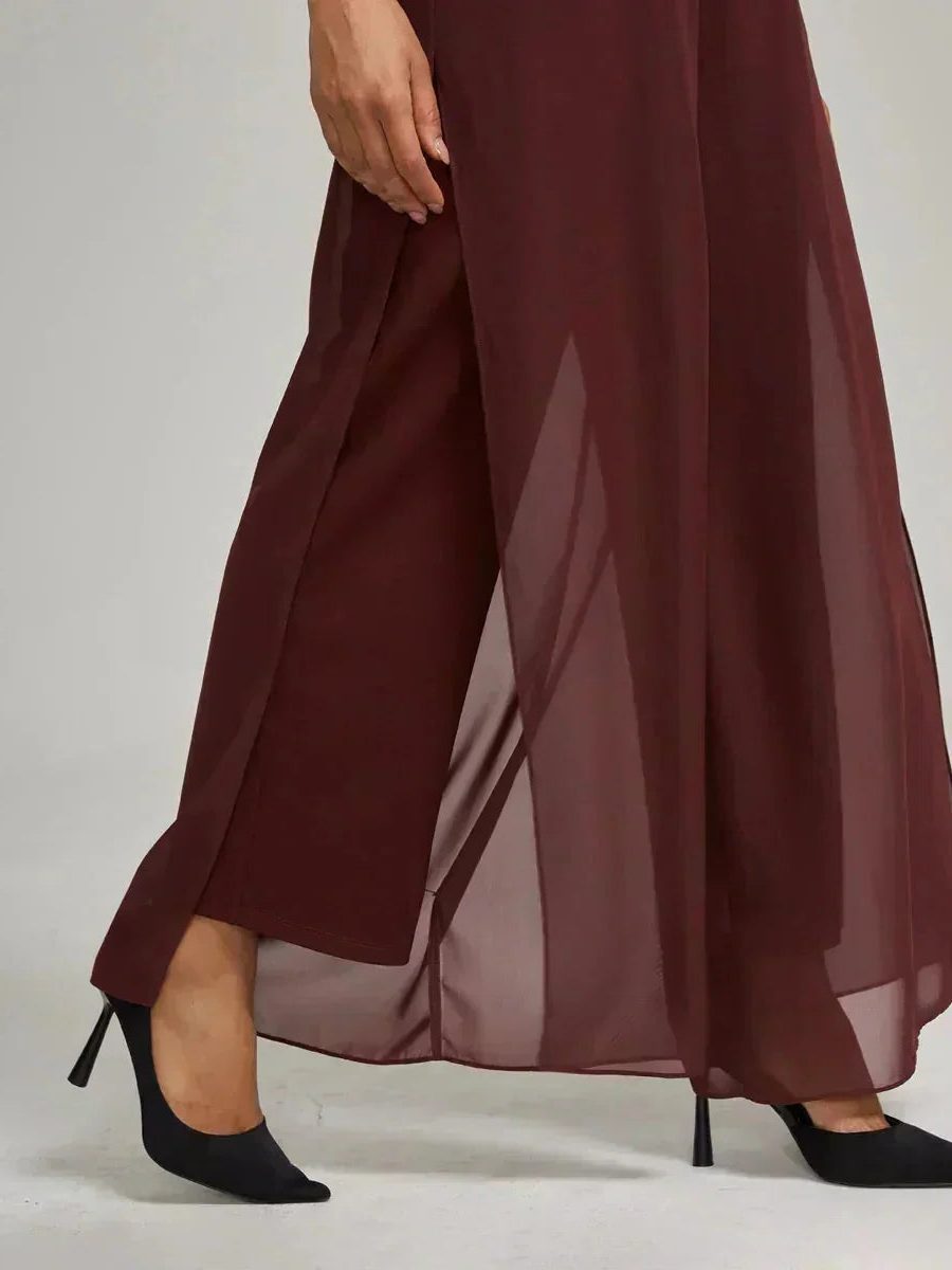 Women's elegant overlay wide leg trousers, ideal for formal events or a polished casual outfit.