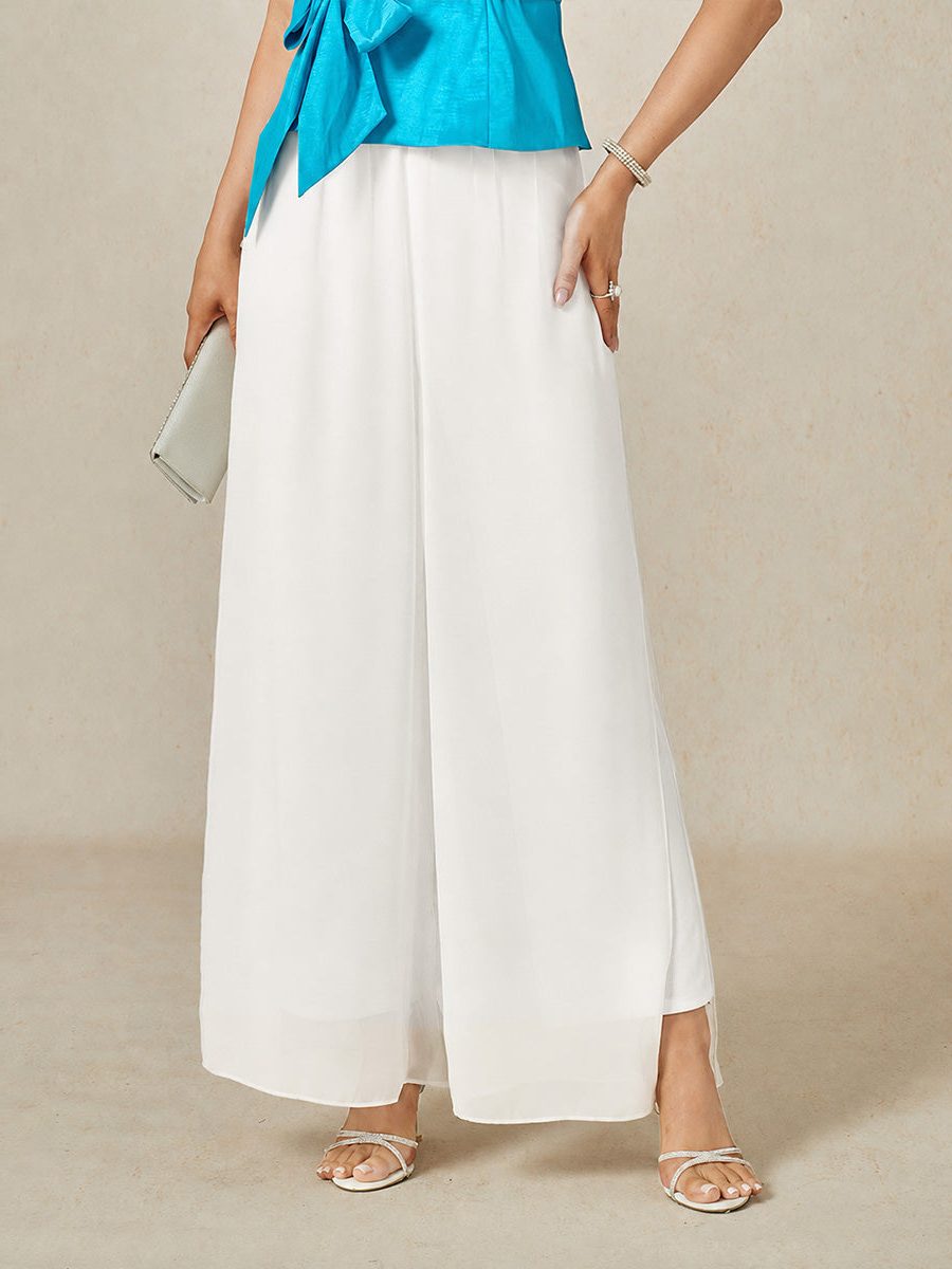 Chic women's overlay wide leg trousers; comfortable, flowy, and perfect for elegant occasions.