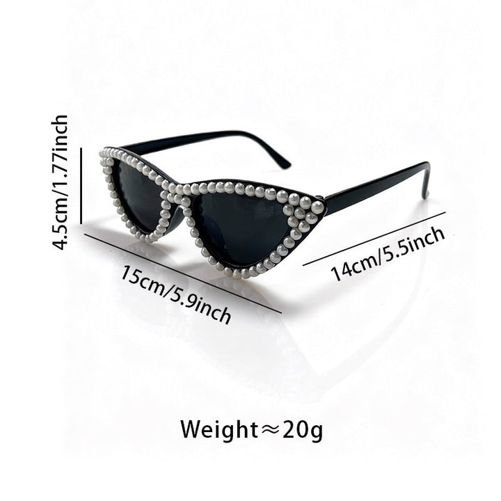 Chic women's cat eye sunglasses with pearl details, a fashionable accessory for sun protection.