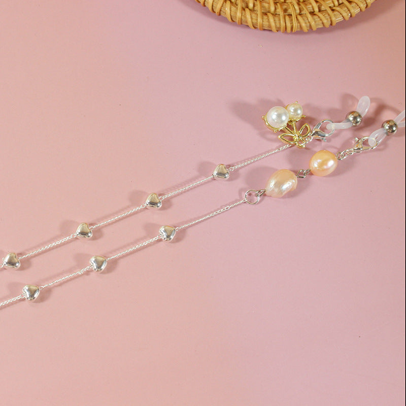 Delicate women's pearl ribbon with sparkling gold & silver accents, perfect elegant accessory for her neck.
