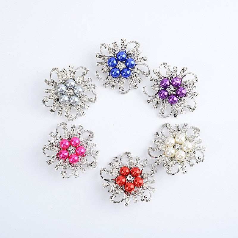 Elegant women's pearl set brooch pin, perfect floral jewelry accessory for sophisticated outfits.
