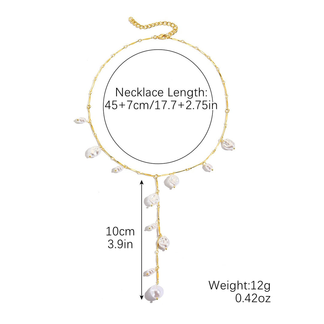 Delicate women's pearl waterfall necklace featuring multiple flowing strands, an elegant fashion jewelry accessory.