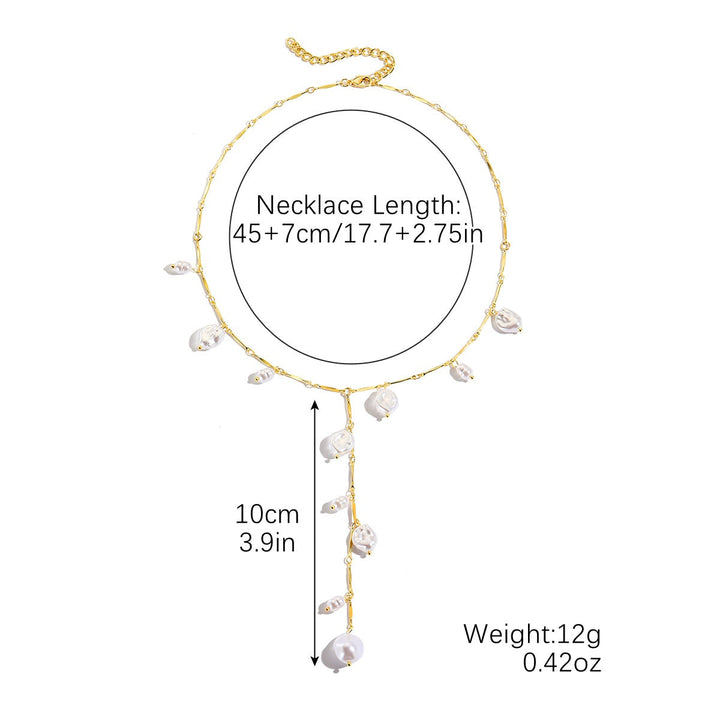 Delicate women's pearl waterfall necklace featuring multiple flowing strands, an elegant fashion jewelry accessory.