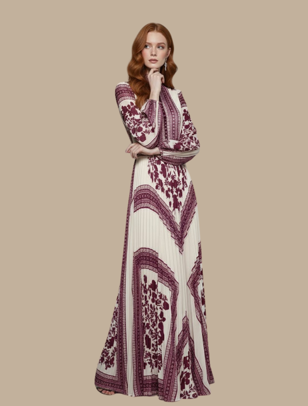Elegant women's pleated maxi evening dress gown, perfect for formal events & summer elegance. Sophisticated occasion wear.