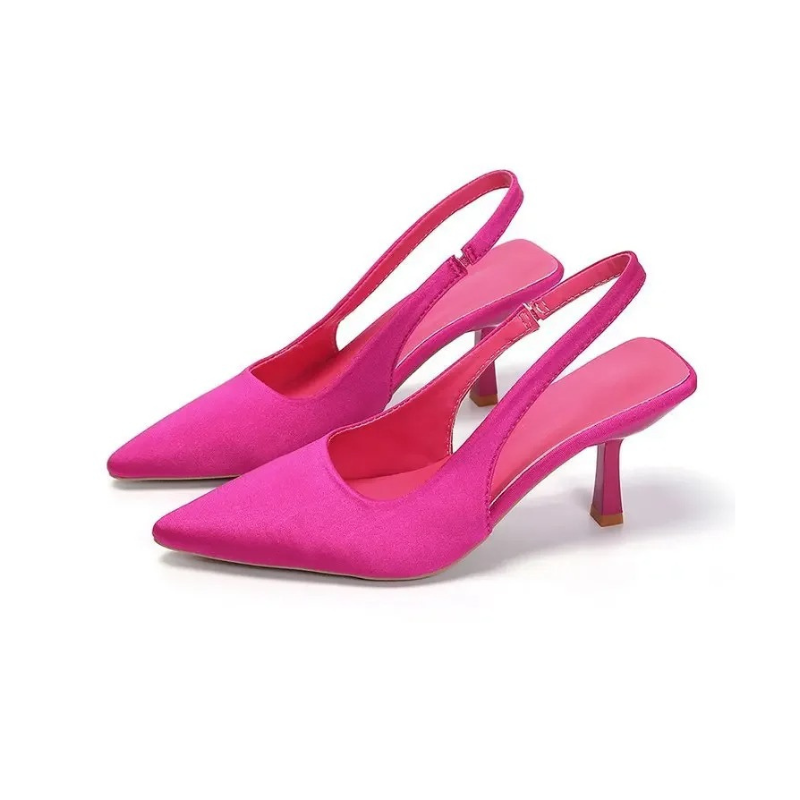Elegant women's pointed-toe kitten heel slingback sandals, perfect for dressy occasions.