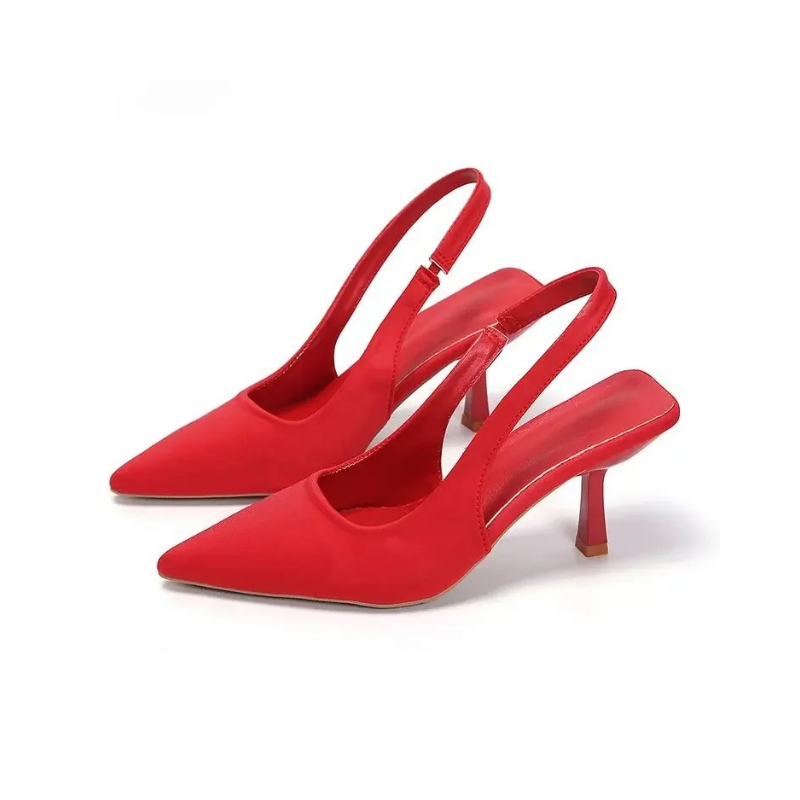 Chic women's party heels featuring a classic pointed toe, low heel, and secure slingback design.