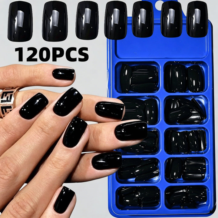 Instant glamour: women's artificial press-on nails for a quick & elegant fake nail art manicure.