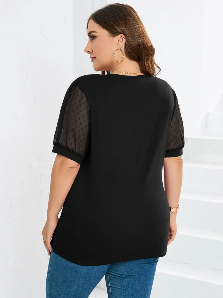 Stylish women's V-neck blouse with elegant puff sleeves, a perfect fashion piece.