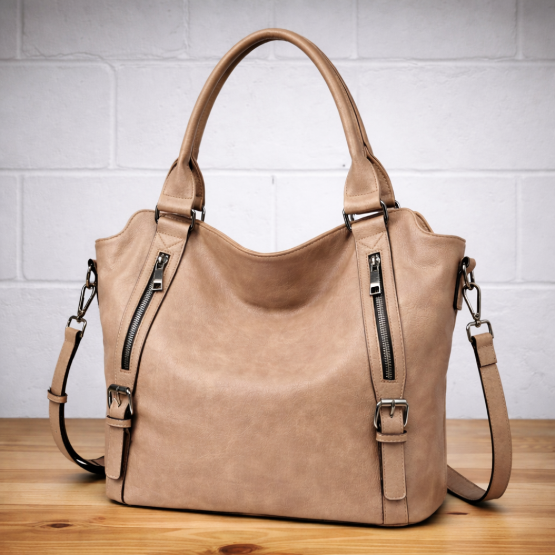 Chic quilted shoulder bag in faux leather, a versatile fashion accessory for women.