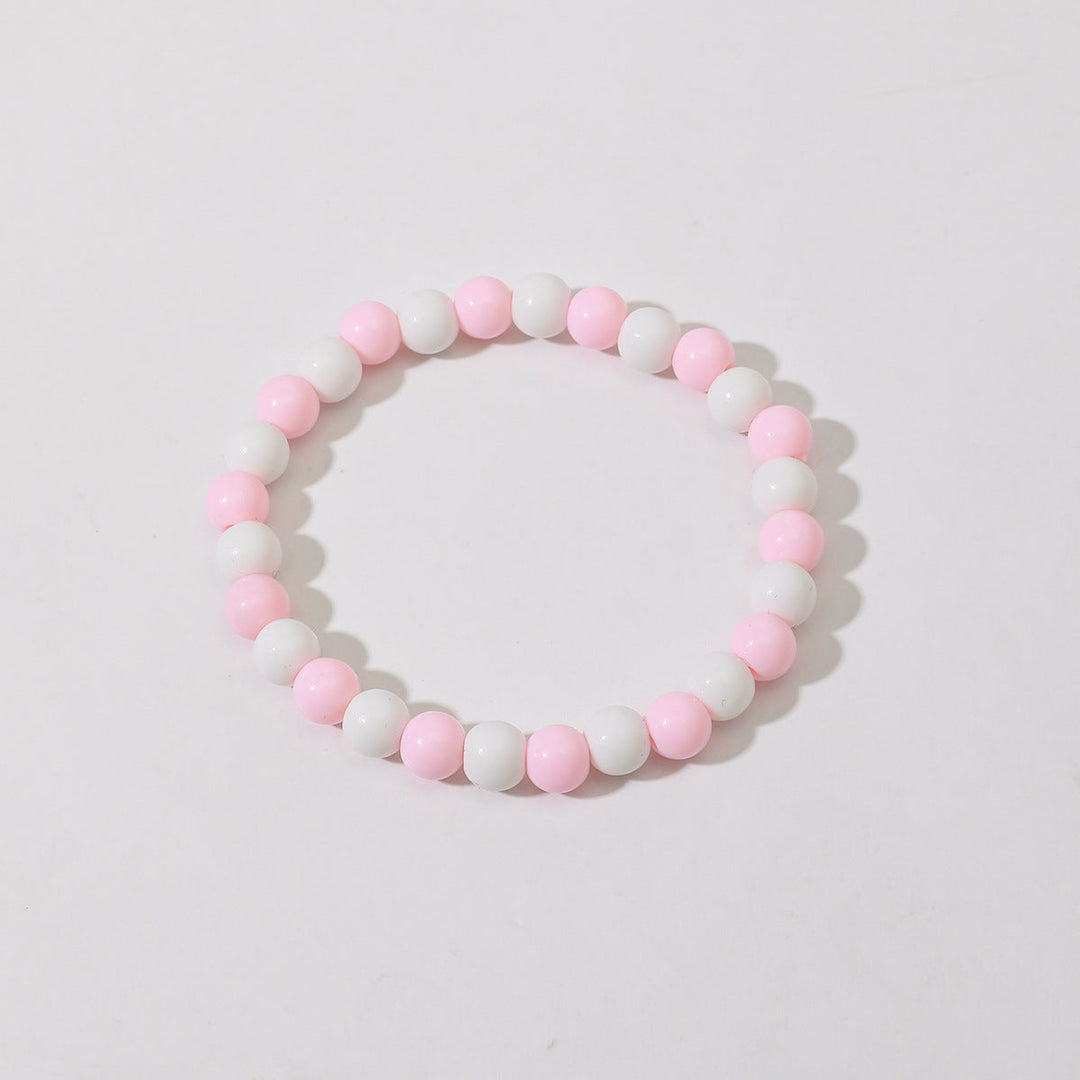 Women's elastic red bead bracelet, crystal-embellished heart charm, versatile fashion.