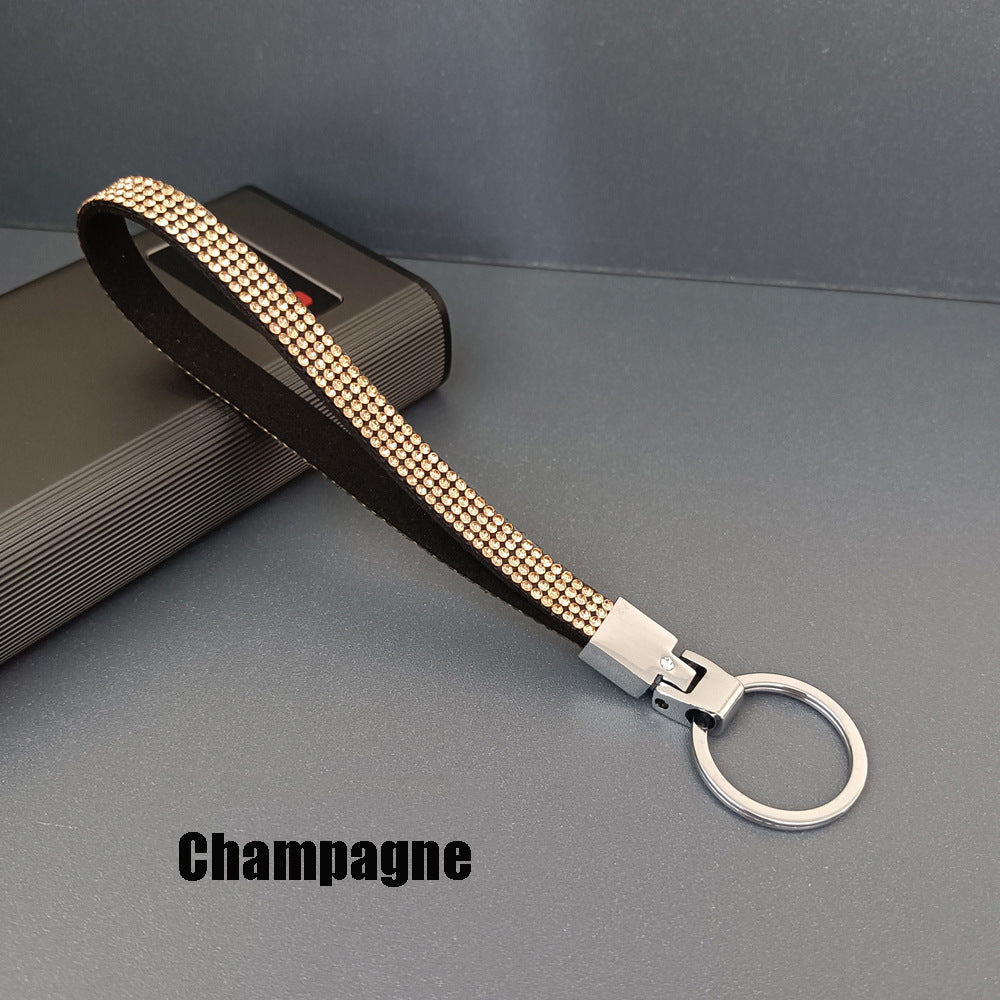 Durable women's elegant rhinestone keychain, stylish bag charm and key holder.