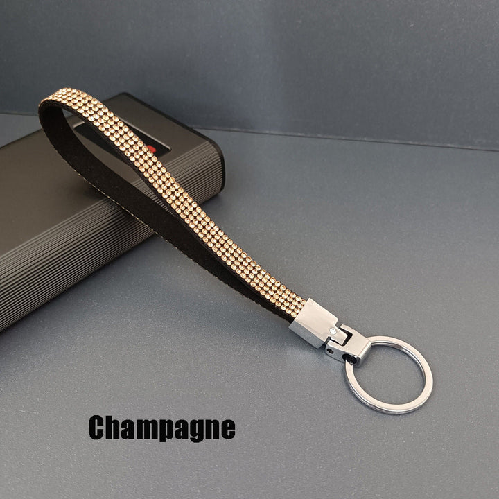 Durable women's elegant rhinestone keychain, stylish bag charm and key holder.