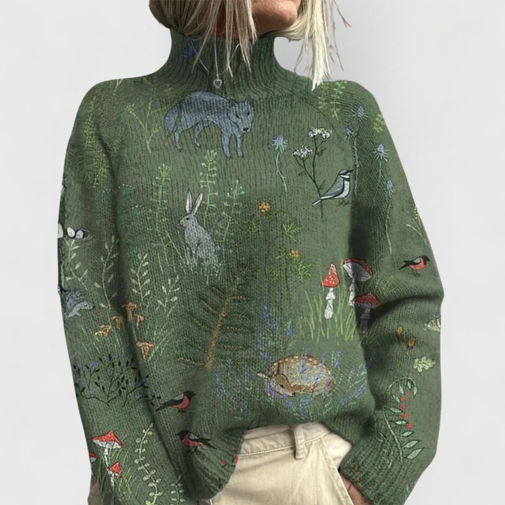 Stylish women's roll neck sweater, perfect for winter layering. Cozy, elegant knit pullover for casual or dressy wear.