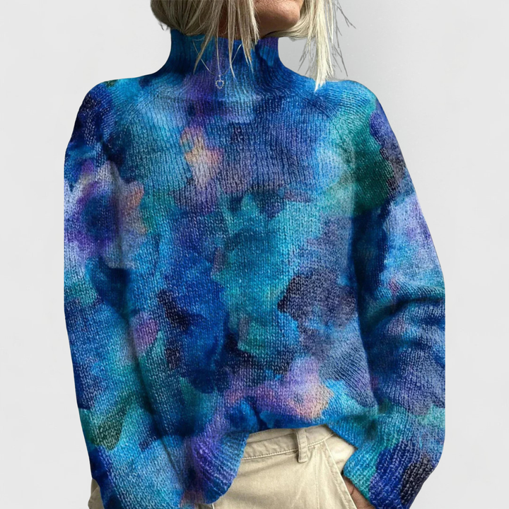 Cozy women's roll neck jumper with long sleeves. Elegant winter sweater, a stylish knit pullover for warmth and comfort.