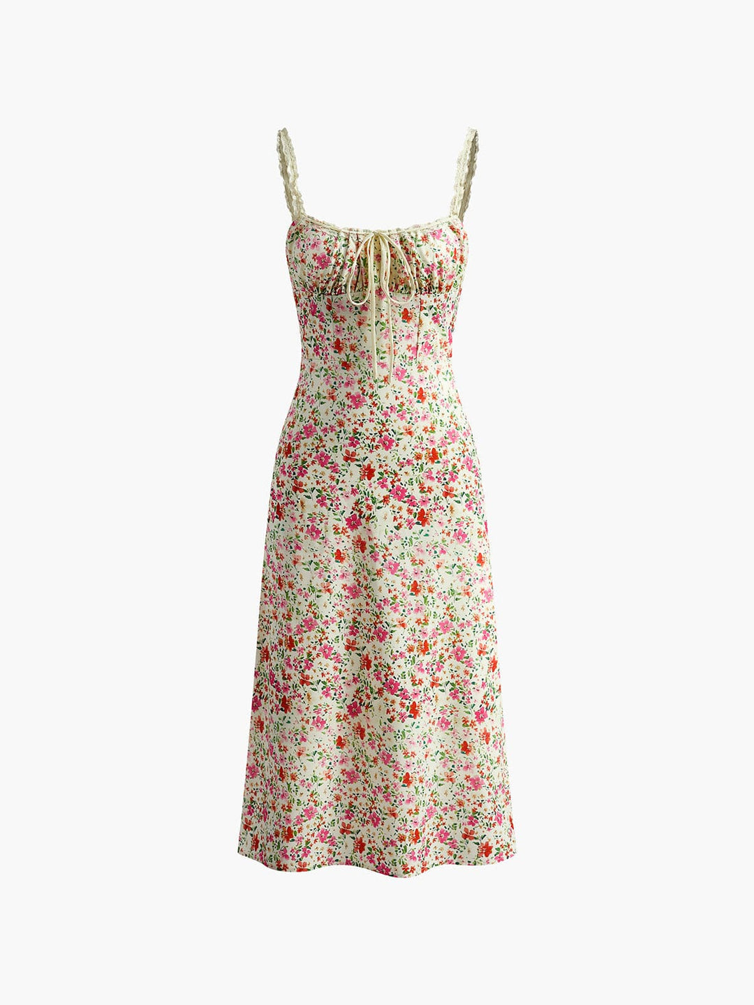 Versatile women's floral midi dress, perfect for elegant summer day wear & casual spring fashion.