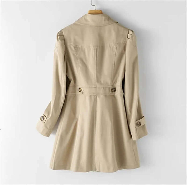 Sophisticated single-breasted women's trench coat. A timeless long jacket, perfect for any women's fashion ensemble.