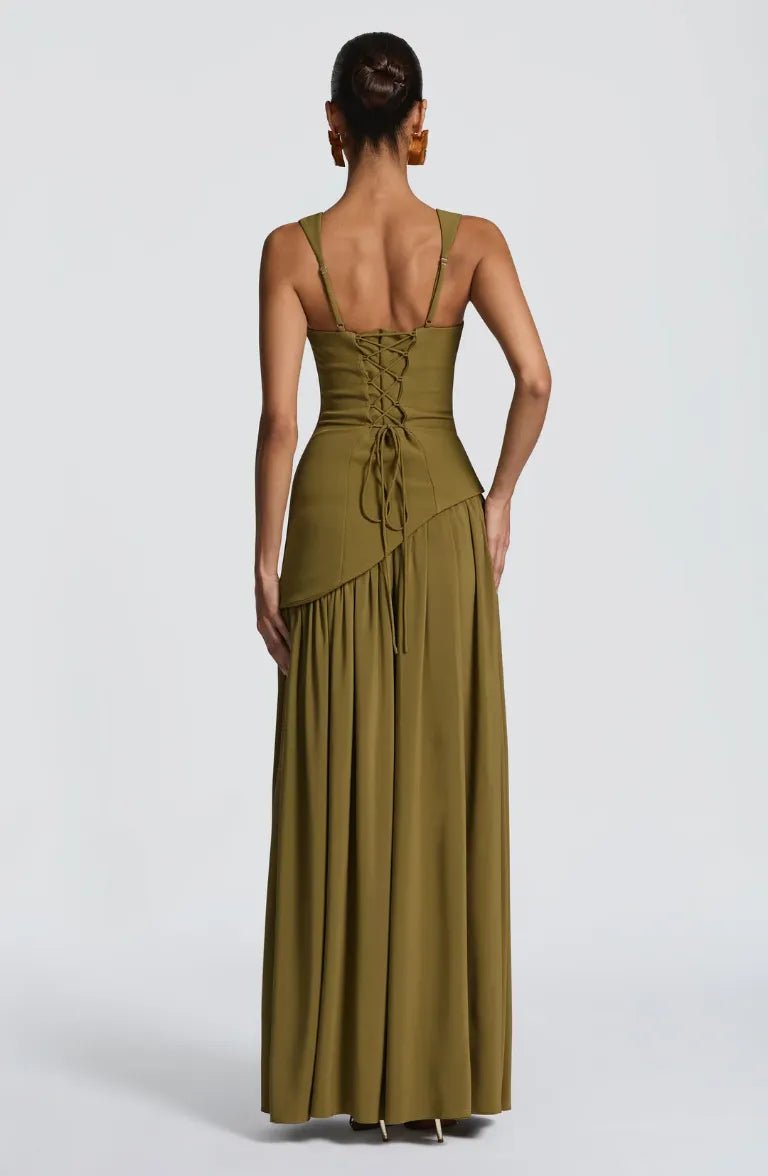 Stylish women's formal sleeveless A-line maxi dress, a sophisticated choice for evening gowns & party wear.
