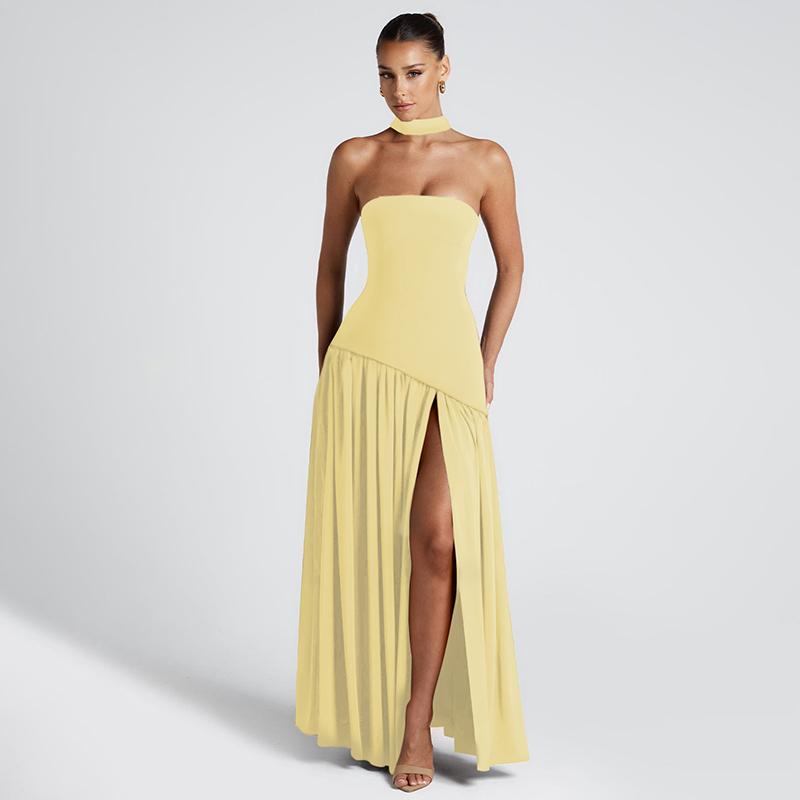 Stylish women's bodycon maxi dress. Elegant, sleeveless, and long, ideal for formal parties & evening wear.