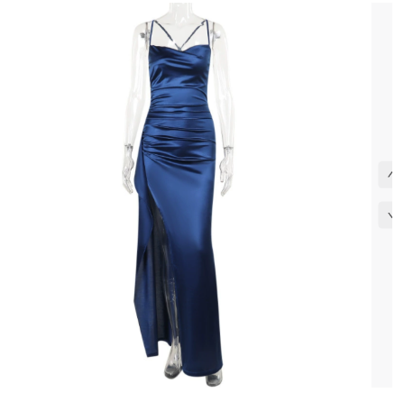 Formal women's elegant maxi dress with a sexy high slit. Perfect for special occasions & evening events.