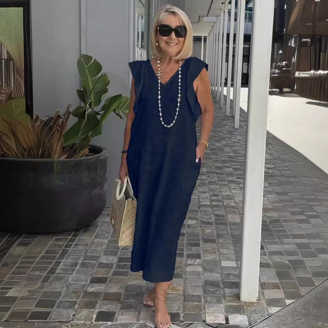 Flowy summer maxi dress for women, casual yet elegant, ideal for beachwear & resort.