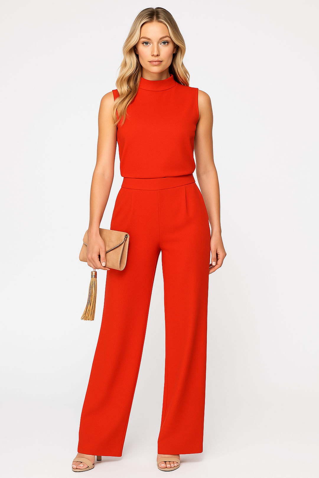 Elegant women's sleeveless wide-leg jumpsuit, perfect for summer parties or chic casual wear.