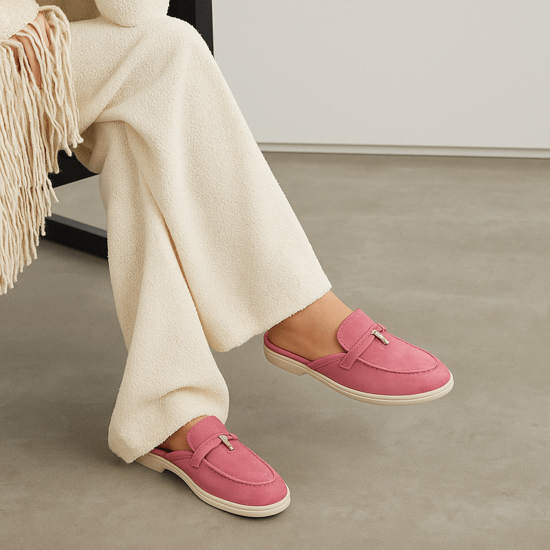 Premium women's elegant slip-on mule loafers. Comfortable backless flats, ideal for a chic, versatile, smart casual style.