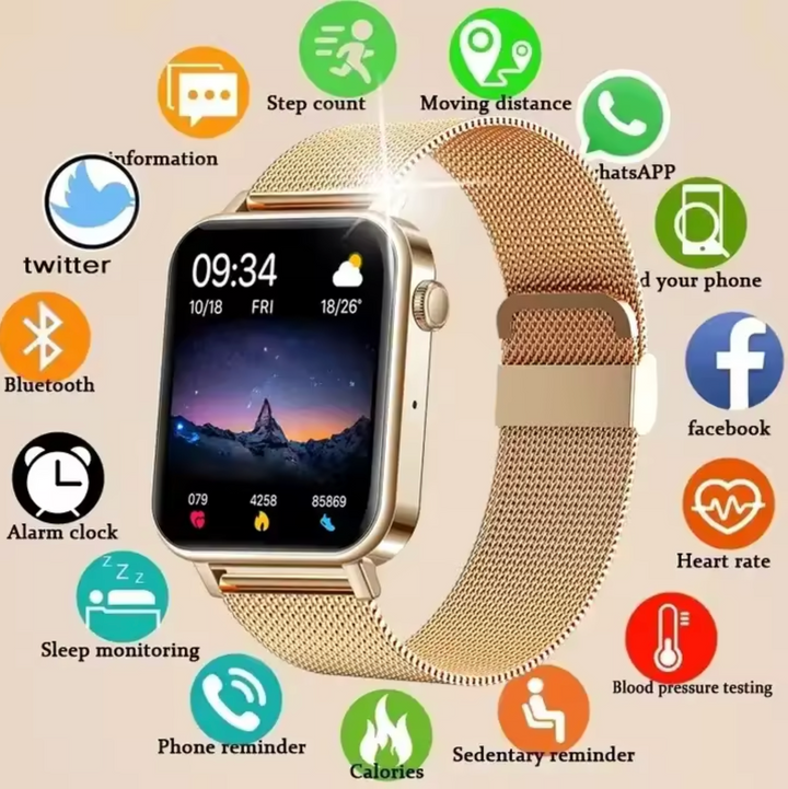 Elegant women's smartwatch, health & fitness tracker. New ladies' smart watch, activity monitor with a sleek design.