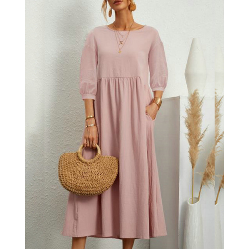 Women's new smocked midi dress. Comfortable, elegant, and versatile summer style for warm weather.