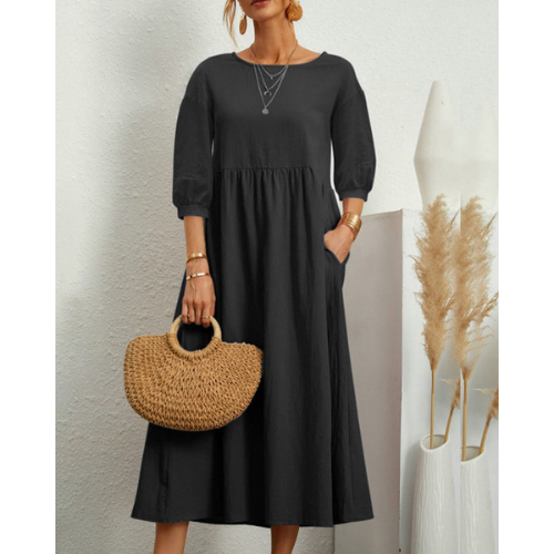 Stylish women's smocked midi dress. Sleeveless, versatile, and comfortable for elegant summer fashion.