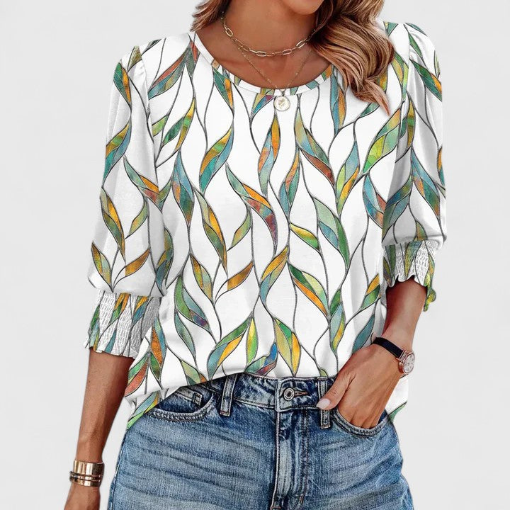 Fashionable women's smocked top, a comfortable and elegant piece for versatile clothing styles.