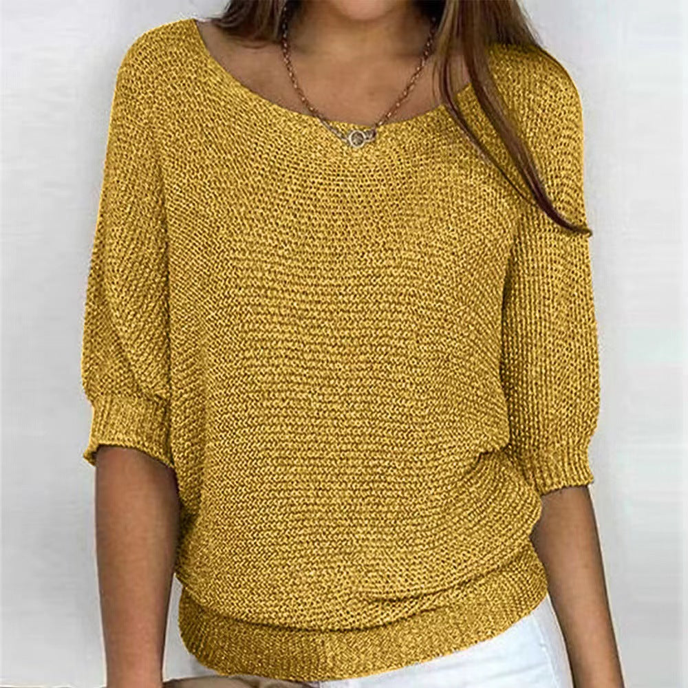 Soft knit women's sweater for autumn fashion, a comfortable & elegant top for any occasion.