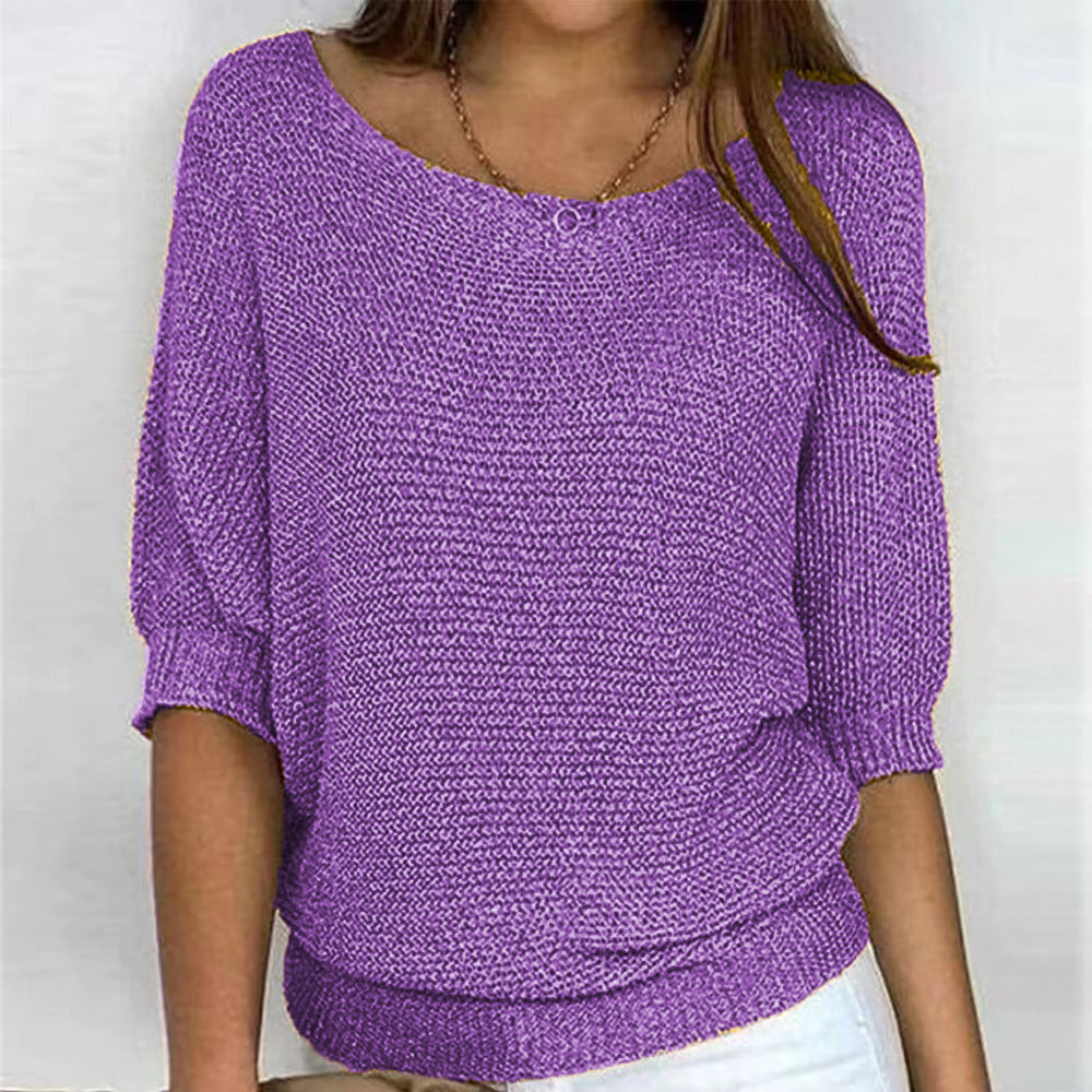 Cozy women's knit sweater, a versatile long sleeve top perfect for elegant winter outfits.