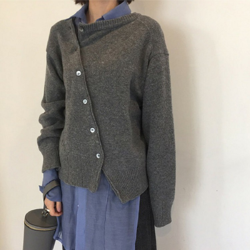 Soft gray women's wrap cardigan, perfect for all-day comfort and elegant layering.