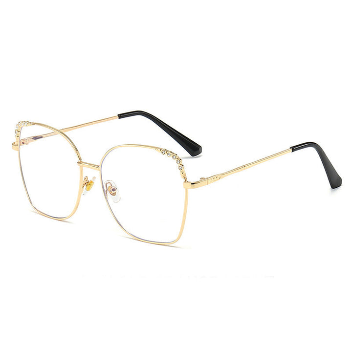 Glamorous women's square sunglasses with sparkling accents. Offers stylish UV protection & luxury look.