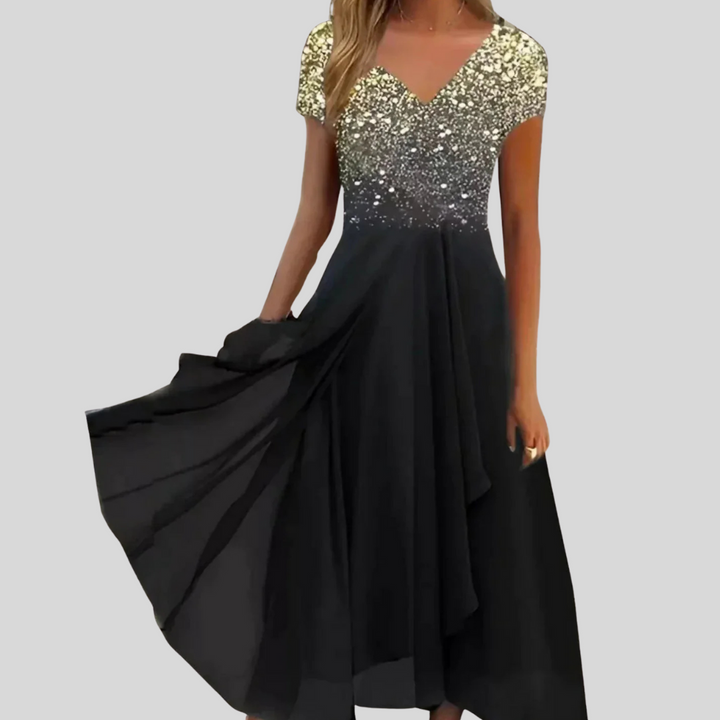 Statement elegant women's dress. A versatile occasion dress with a flattering fit, ideal for both daytime and evening events.