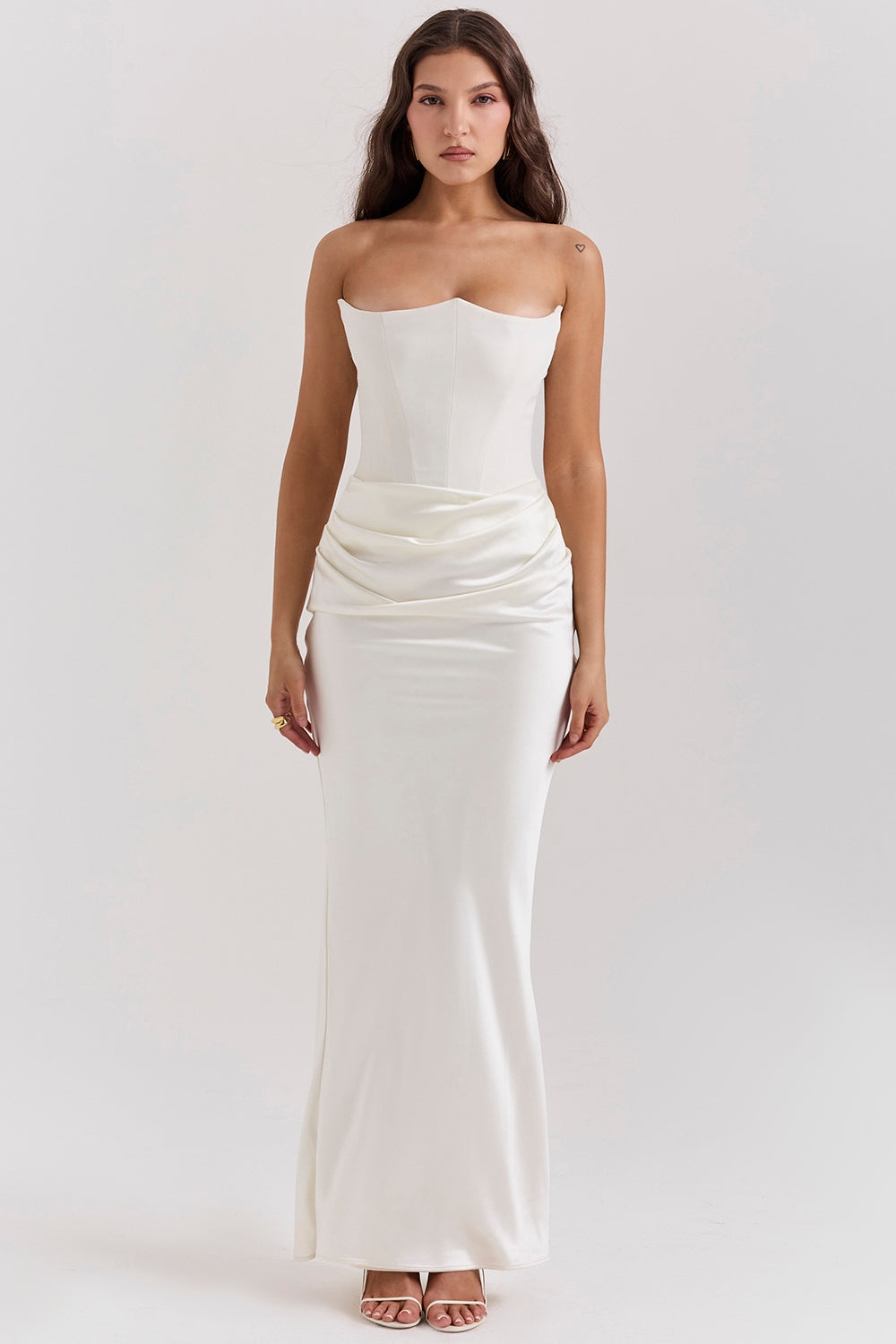 Beautiful women's strapless maxi dress, an elegant evening gown for wedding guests & prom nights.