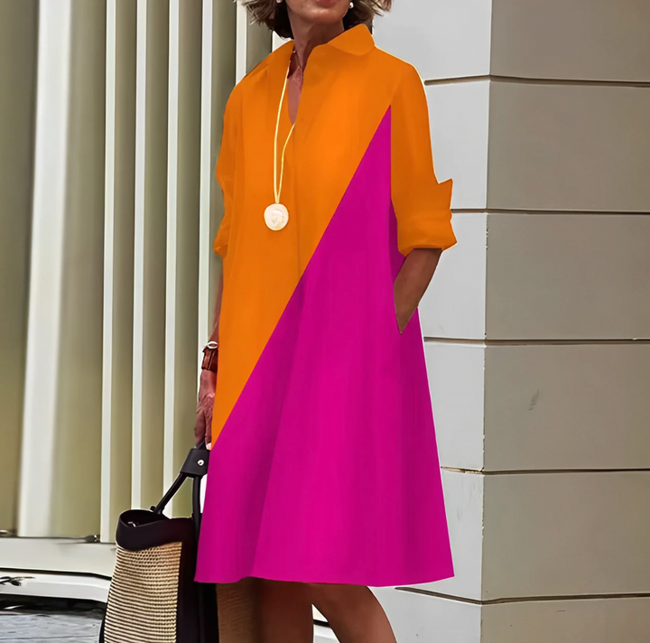 Stylish women's summer midi dress, flattering fit & versatile design, ideal for elegant everyday wear.