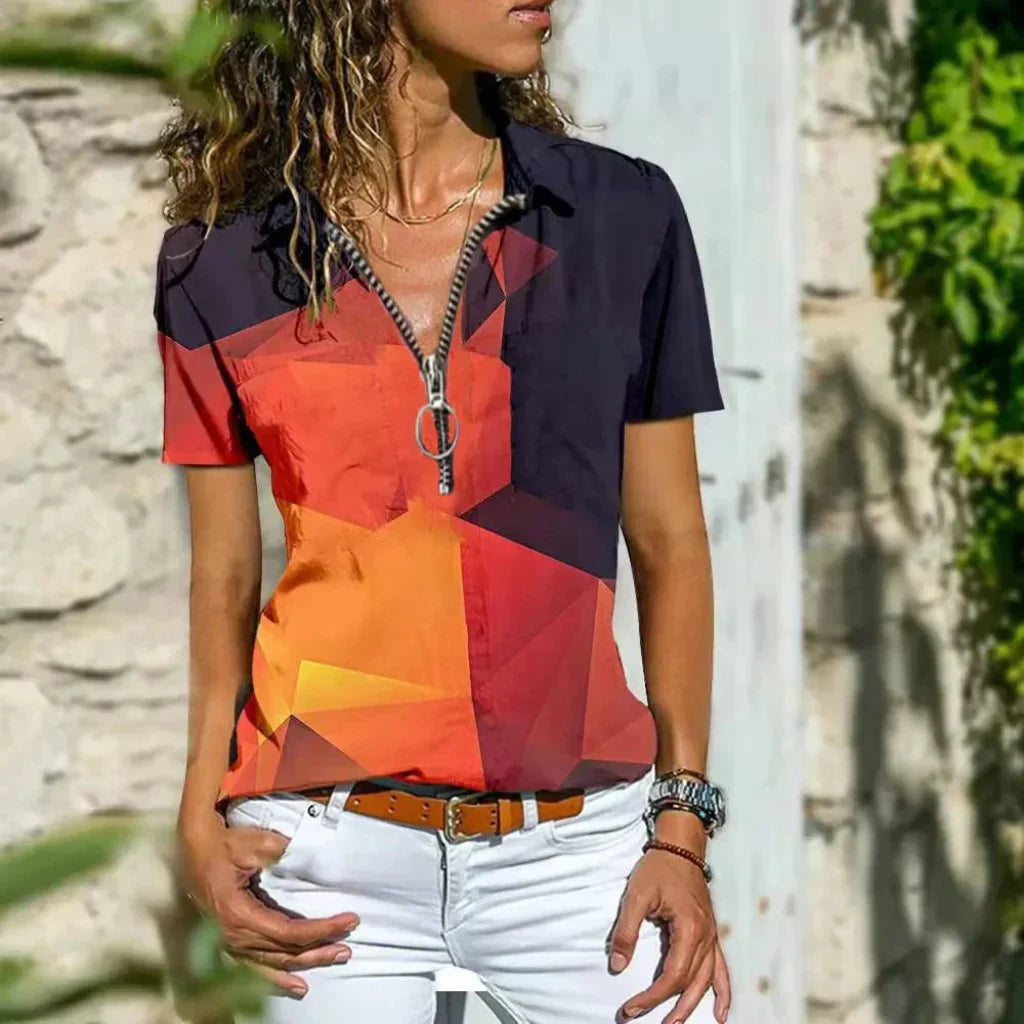 Lightweight button-down blouse for women. Comfortable & versatile, ideal for elegant summer fashion.