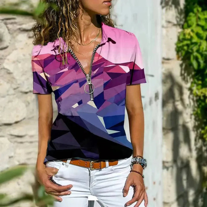 Versatile elegant ladies top. Lightweight summer shirt, comfortable button-down for modern fashion.