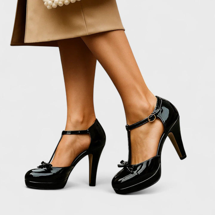 Versatile women's T-strap platform heels, ideal for elegant spring evenings & vintage-inspired looks.