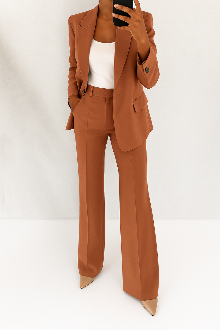 Sophisticated tailored blazer from a women's suit set, ideal for elegant professional wear.