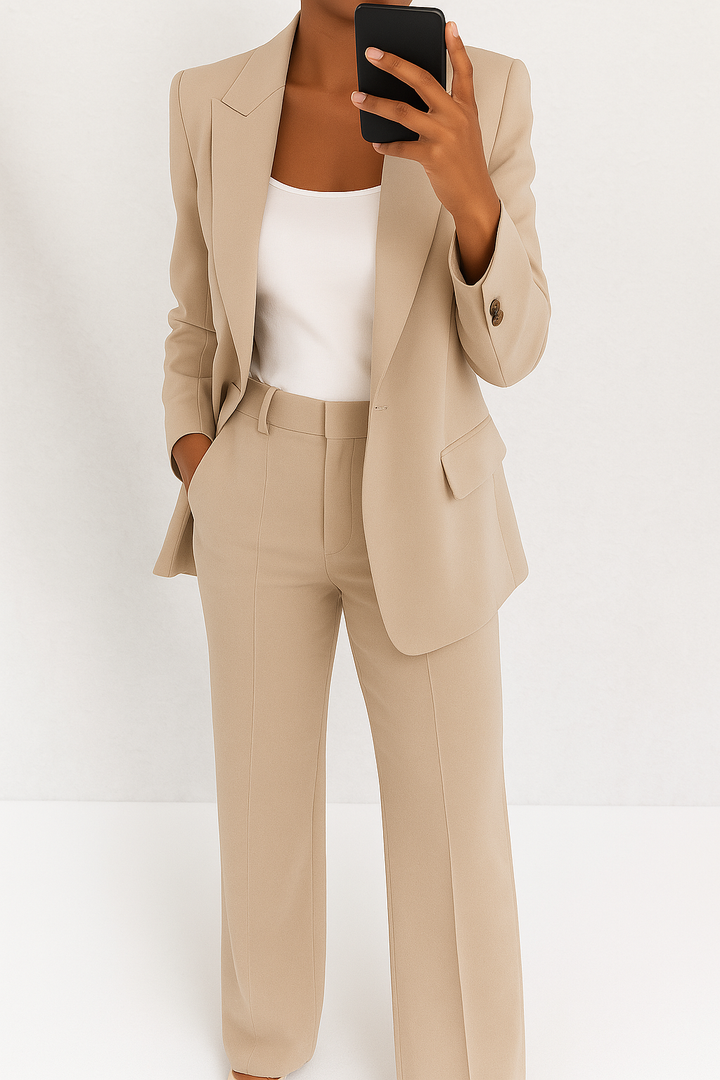 Modern women's business formal suit set with a tailored fit, perfect for professional women.