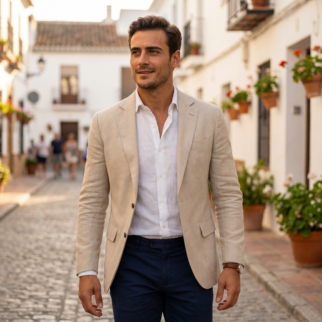 Stylish green women's tailored blazer, featuring front buttons & vent for a modern business casual look.