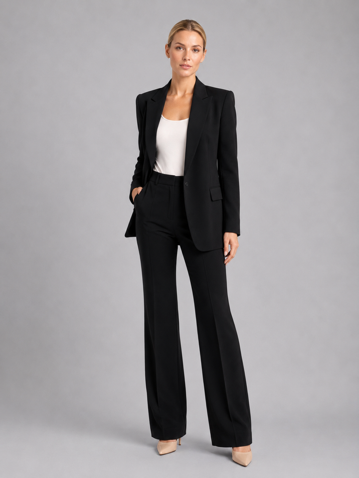 Tailored women's elegant trouser suit, a smart casual blazer set perfect for business, formal wear & occasions.
