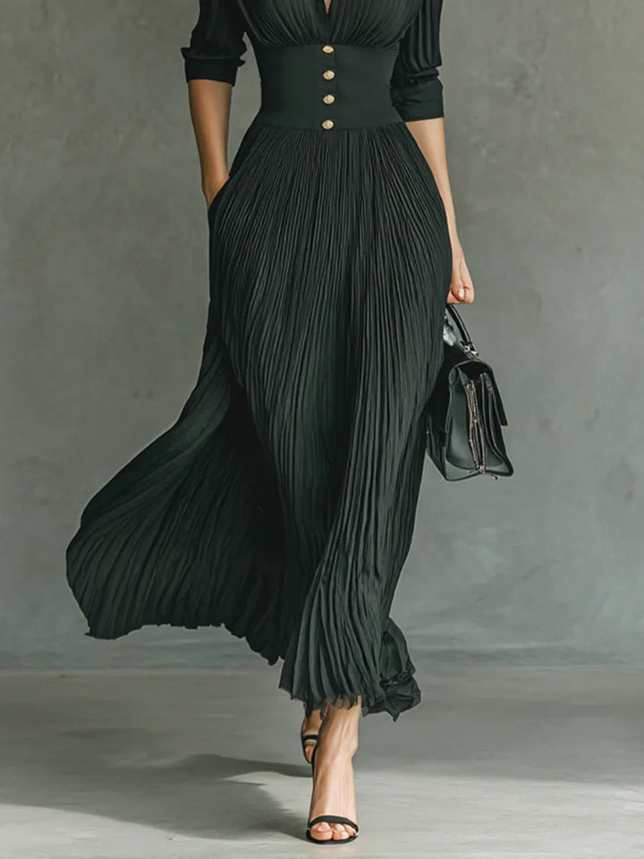 Stylish women's long dress with an elegant, tailored waist for a flattering fit & classic, feminine style.