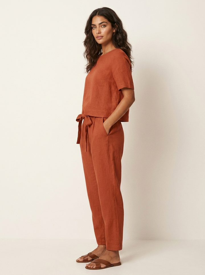 Stylish women's elegant two-piece set, perfect for summer casual outings or holiday wear.
