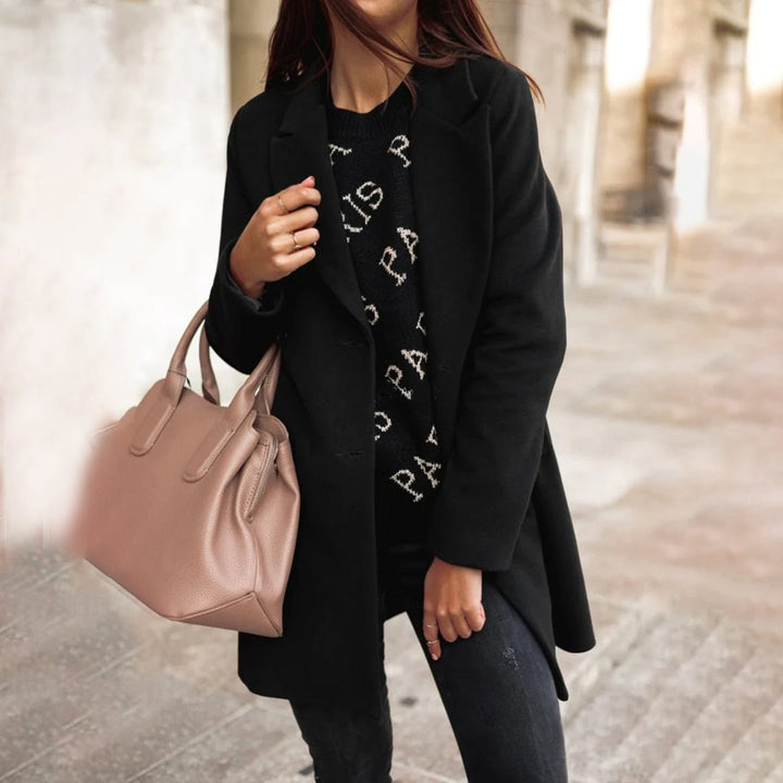 Chic women's classic long winter coat, offering timeless style and cozy warmth for autumn & winter outerwear.