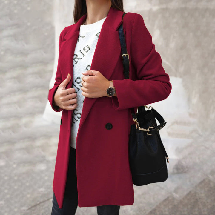 New women's elegant winter coat, a timeless long outerwear piece for cozy autumn and stylish winter apparel.