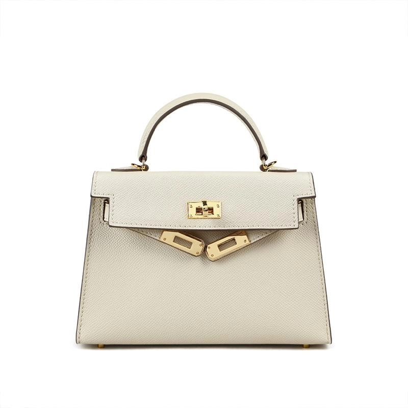 Elegant women's handbag with a strong top handle and a gleaming gold lock, a must-have fashion item.